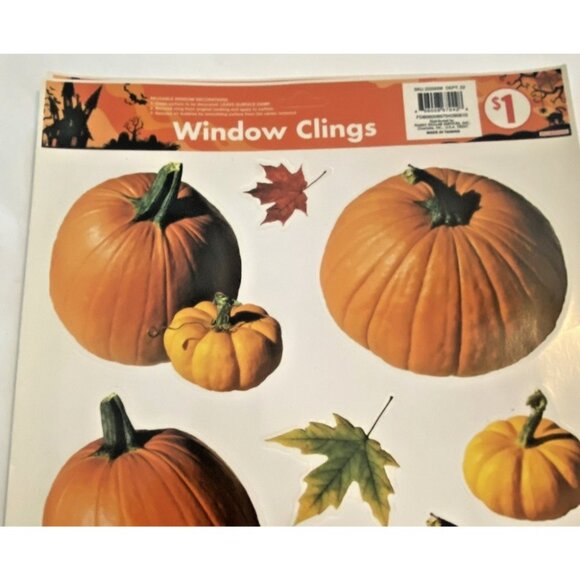 Fall Thanksgiving Window Clings Lot 4 Sheets Pumpkins Turkeys Vinyl 2010 Taiwan - Picture 16 of 16